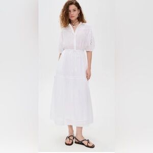 XiRENA Women’s White Kaya Tiered Maxi Dress Sz Sm embroidered sleeve detail